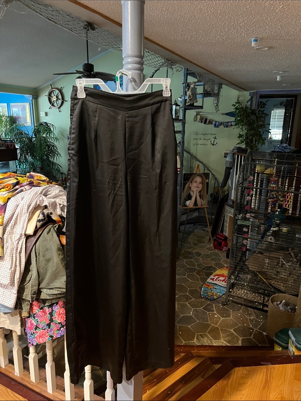 Black Women's Wide-Leg Satin slacks